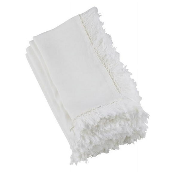 Saro Lifestyle Stonewashed Fringed Design Linen Napkin (Set of 4)