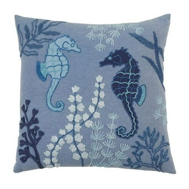 Saro Lifestyle Stonewashed Sea Horse Down Filled Throw Pillow