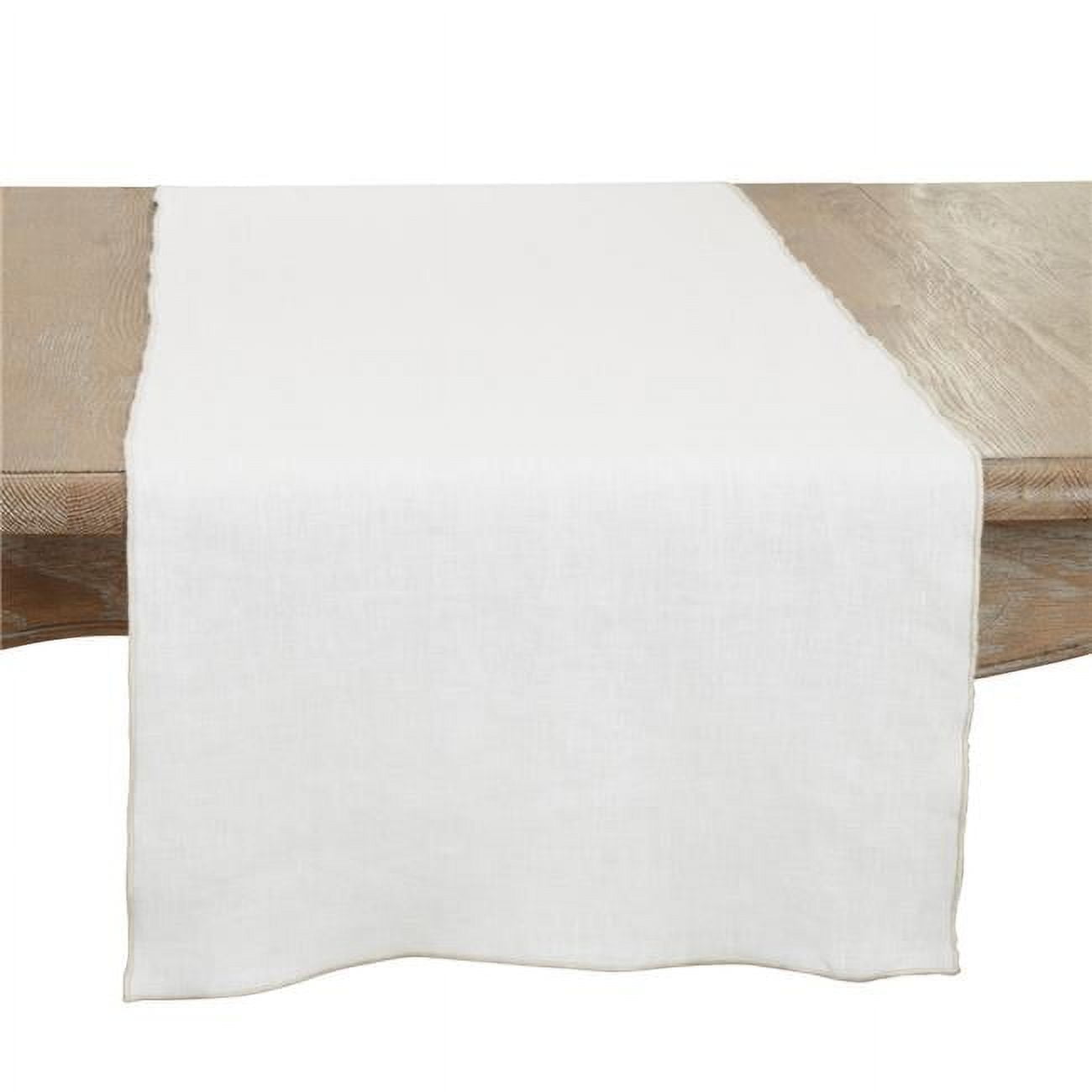 Ivory Linen Stonewashed Stitched Edge Table Runner