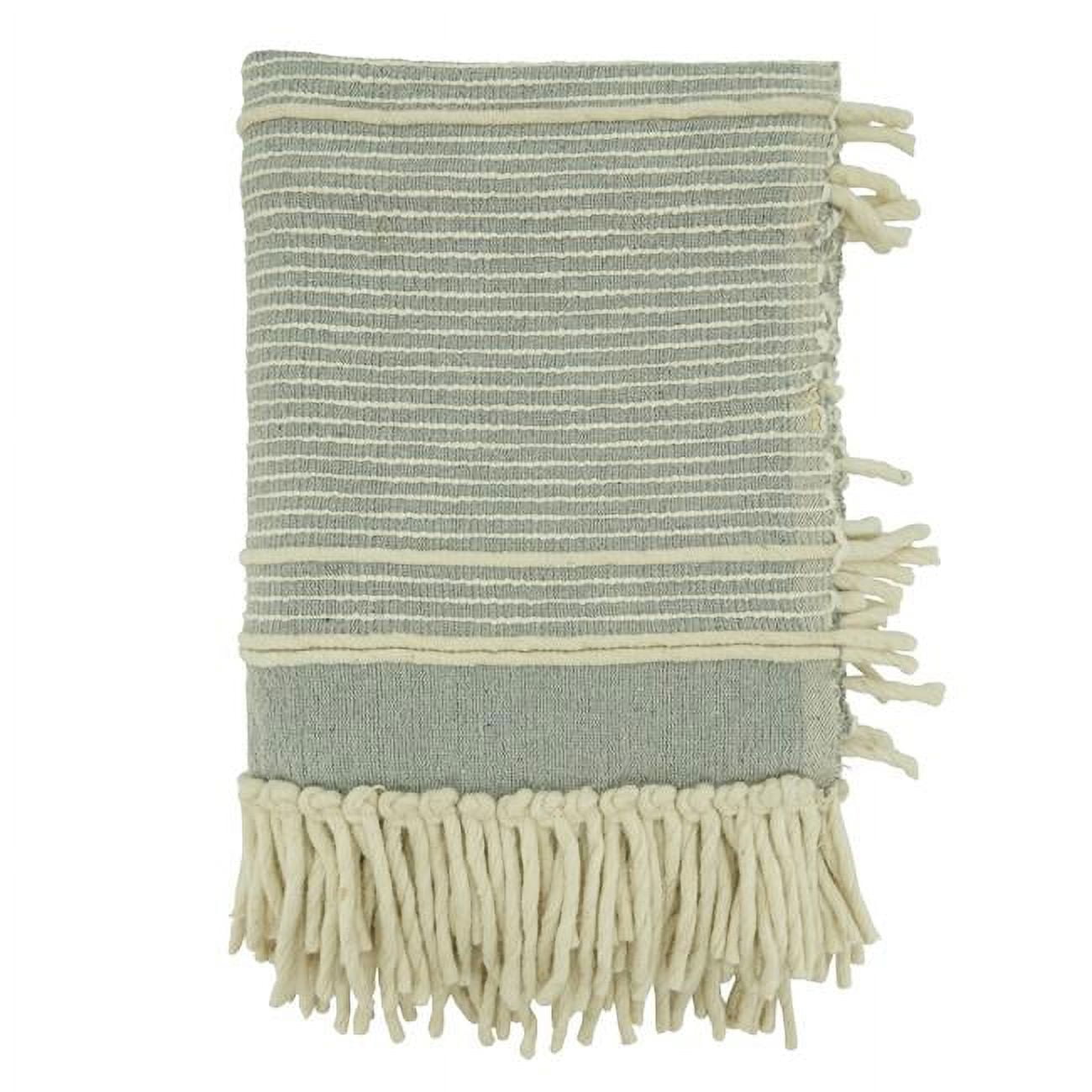 Saro Lifestyle Stripe Chunky Fringe Throw Blanket