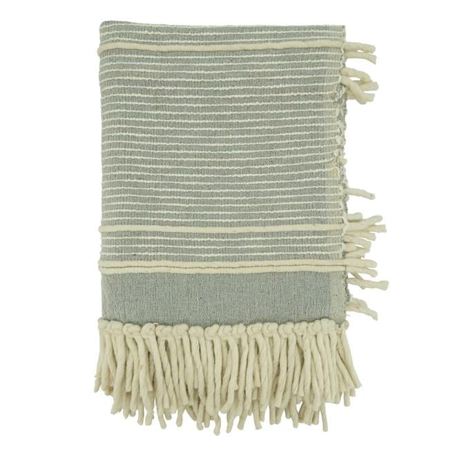 Saro Lifestyle Stripe Chunky Fringe Throw Blanket