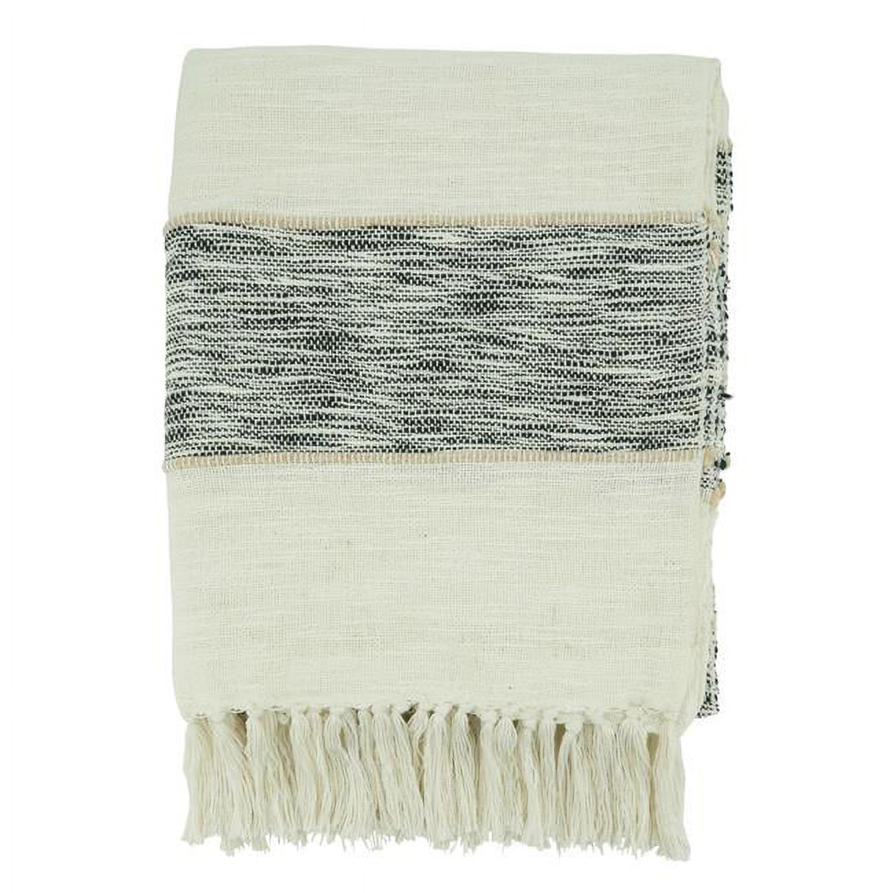 Cozy Comfort Stripe Design Black Cotton Throw Blanket