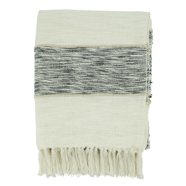 Cozy Comfort Stripe Design Black Cotton Throw Blanket