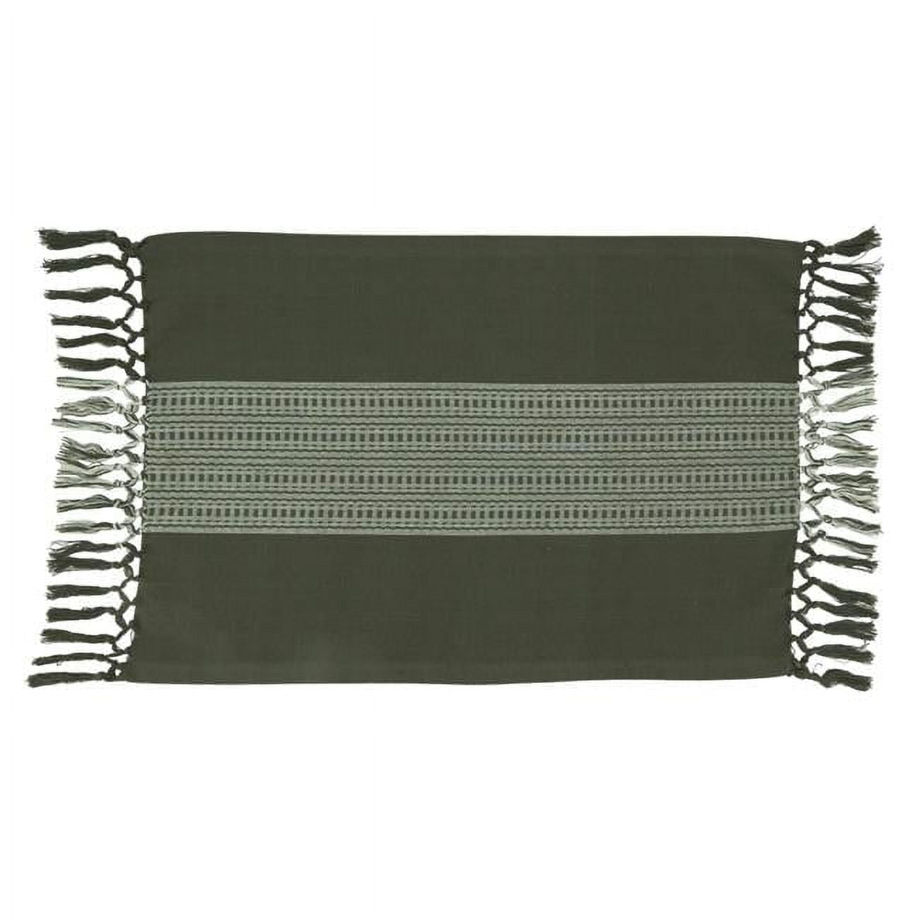 Green and Gray Cotton Stripe Design Placemats Set