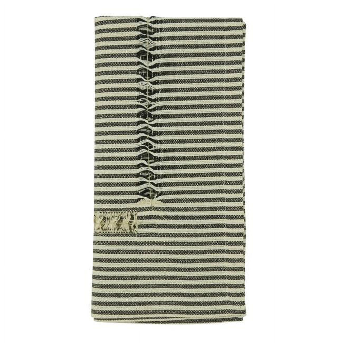 Black and White Stripe Hemstitch Cotton Table Napkins, Set of 4