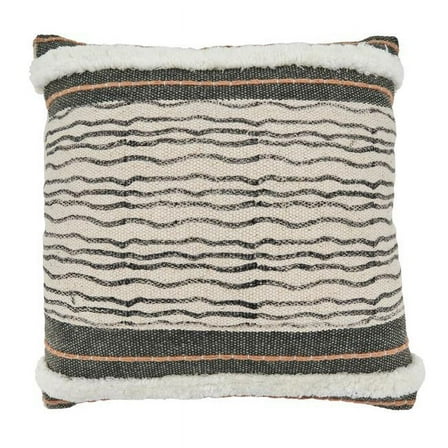 Saro Lifestyle Stripe Printed and Embroidered Poly Filled Throw Pillow
