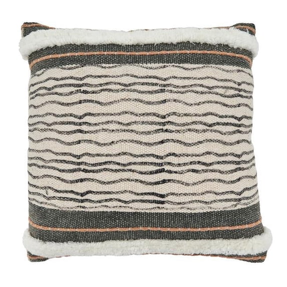 Saro Lifestyle Stripe Printed and Embroidered Poly Filled Throw Pillow