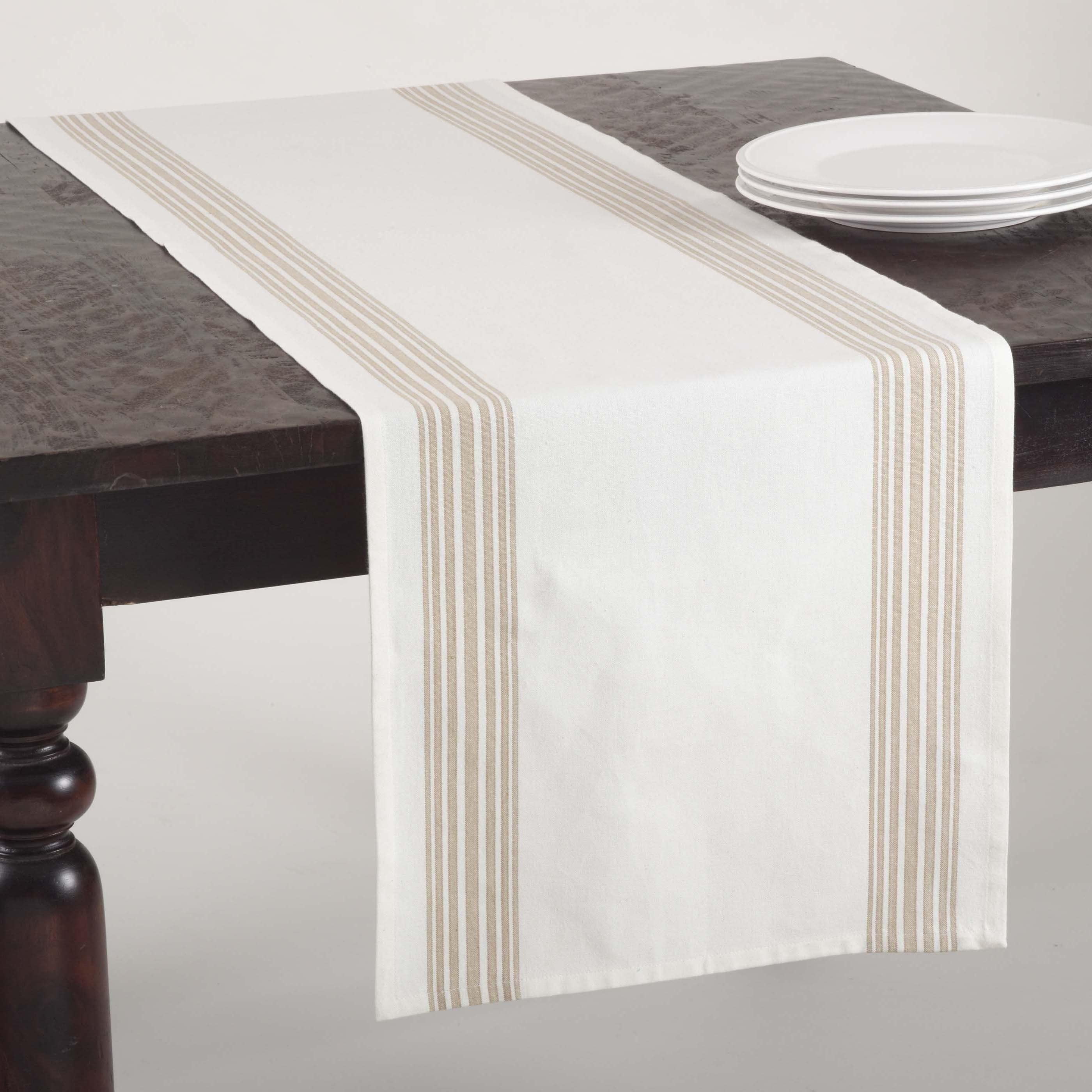 Natural Striped Cotton Table Runner 12" x 15"