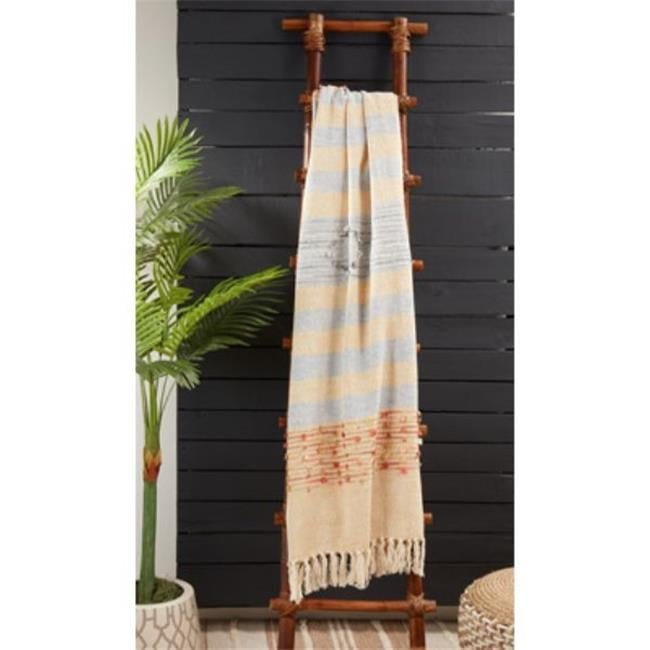 Multicolor Striped Cotton Throw Blanket with Fringe