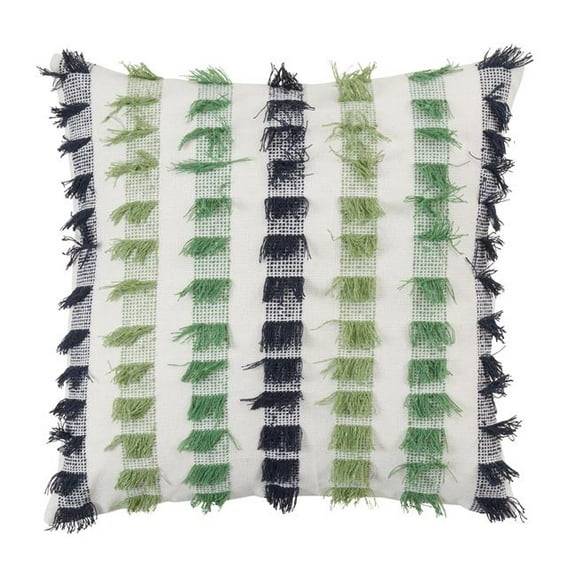 Saro Lifestyle Striped Fringe Down Filled Throw Pillow