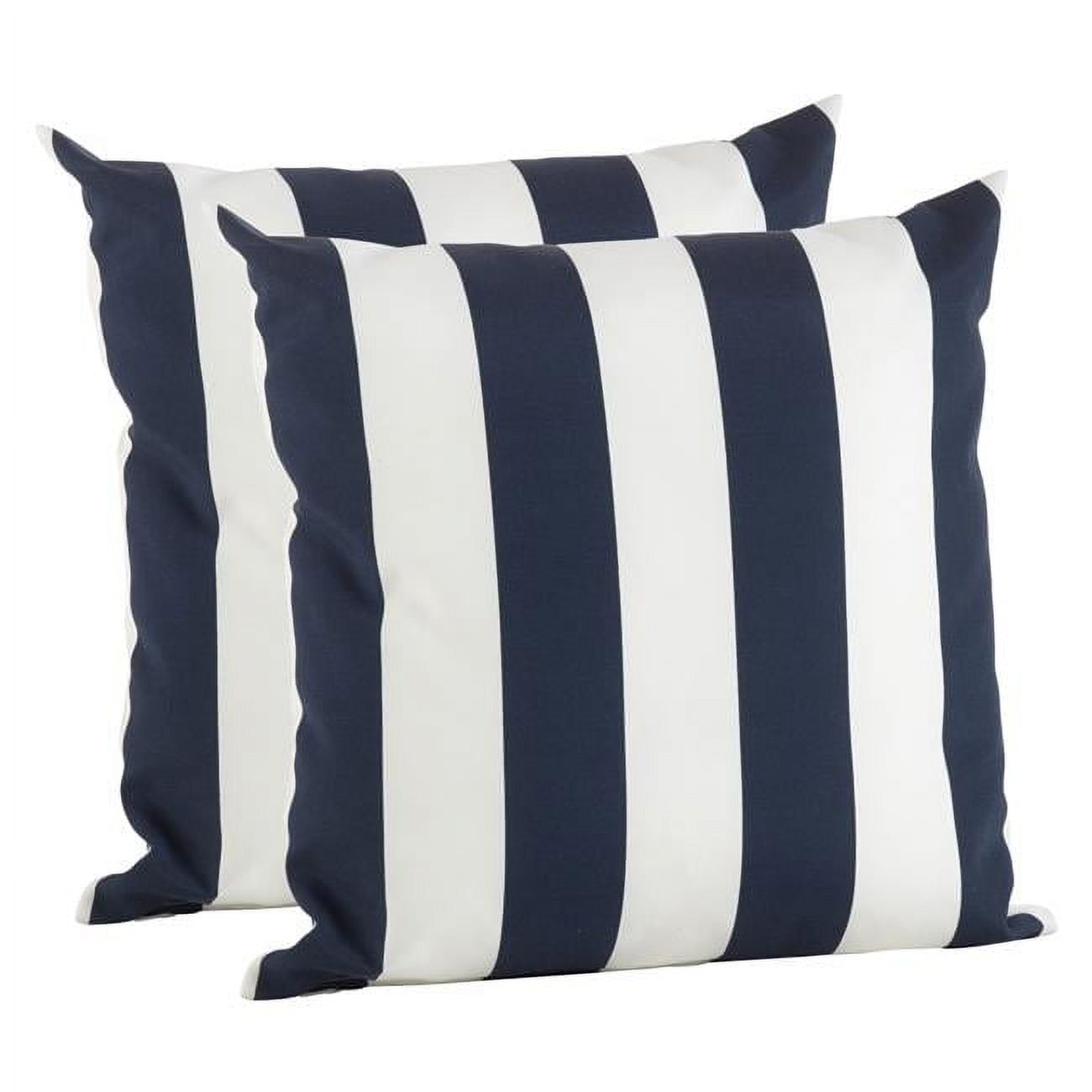 Navy Blue and White Striped Cotton Outdoor Pillow Covers