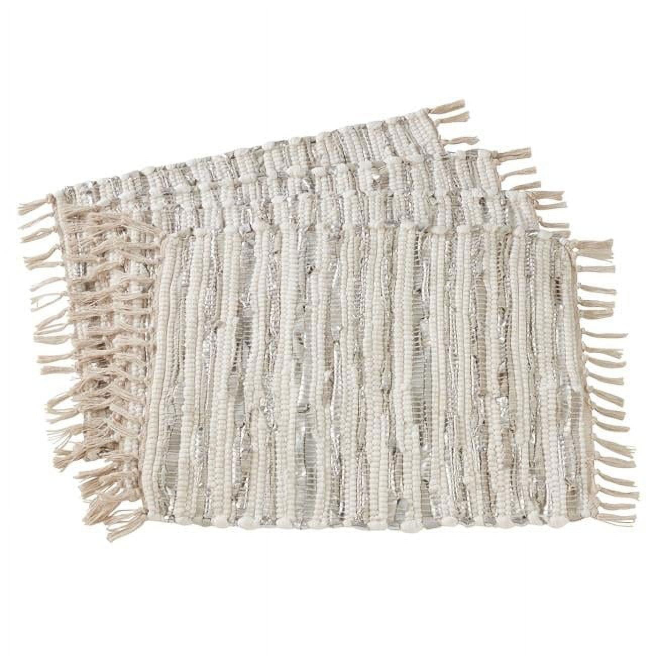 Gray and Beige Cotton Leather Chindi Placemats Set
