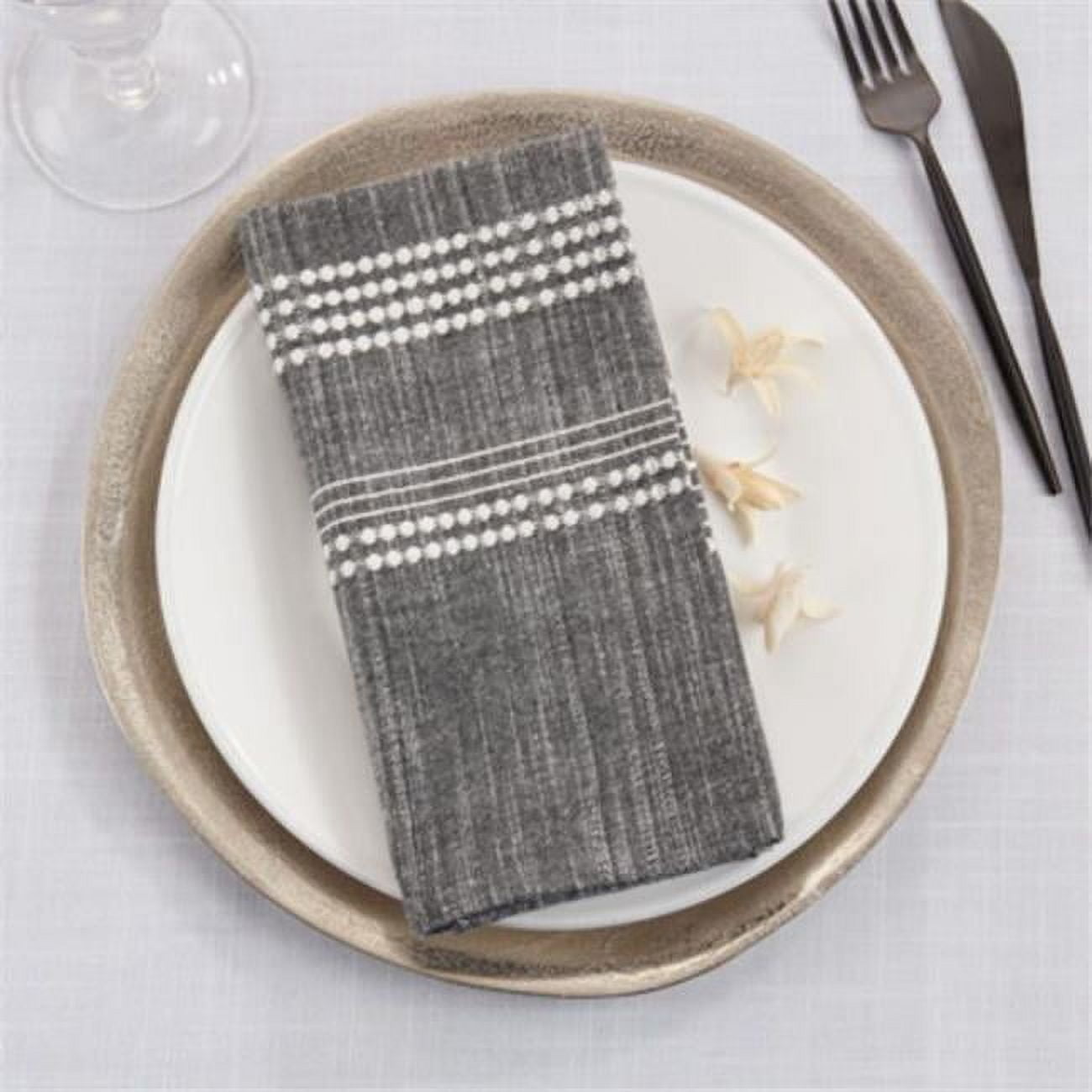Black and White Striped Cotton Table Napkins Set of 4