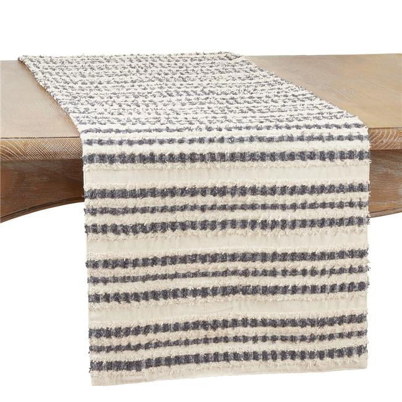 Black and White Striped Cotton Table Runner with Linen Lining