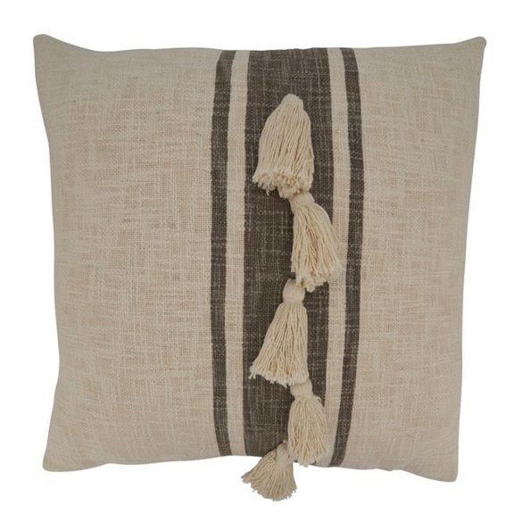 Saro Lifestyle Striped Tassel Down Filled Throw Pillow