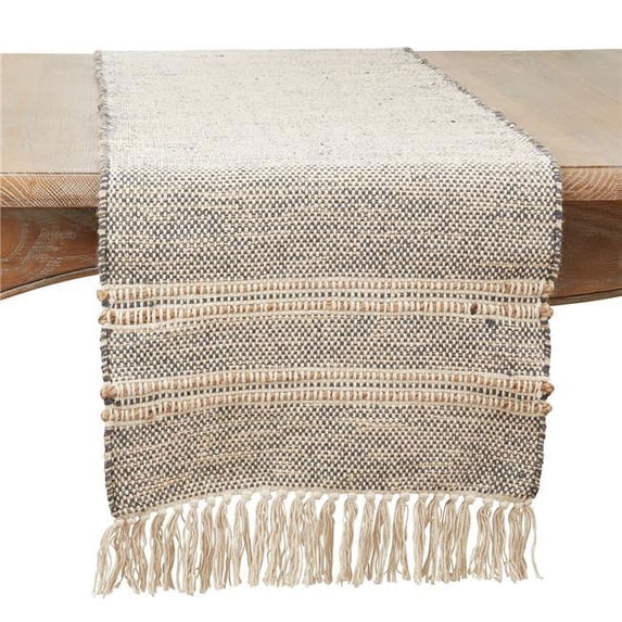 Saro Lifestyle Striped Tassel Table Runner