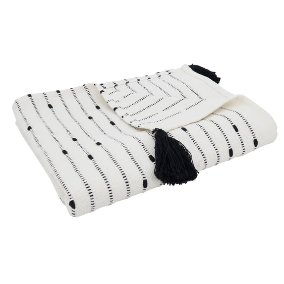 Saro Lifestyle Striped Tassel Throw Blanket