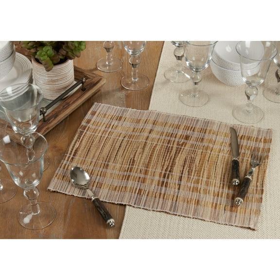 Saro Lifestyle Striped Water Hyacinth Placemat (Set of 4)