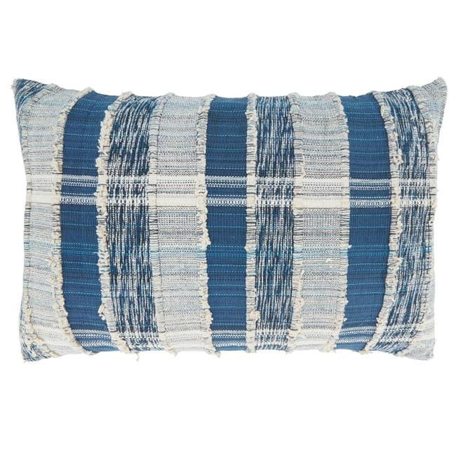 Blue and White Striped Cotton Pillow Cover