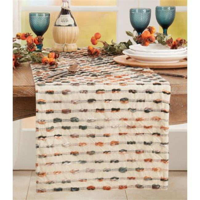 Multicolor Woven Cotton Table Runner with Striped Design