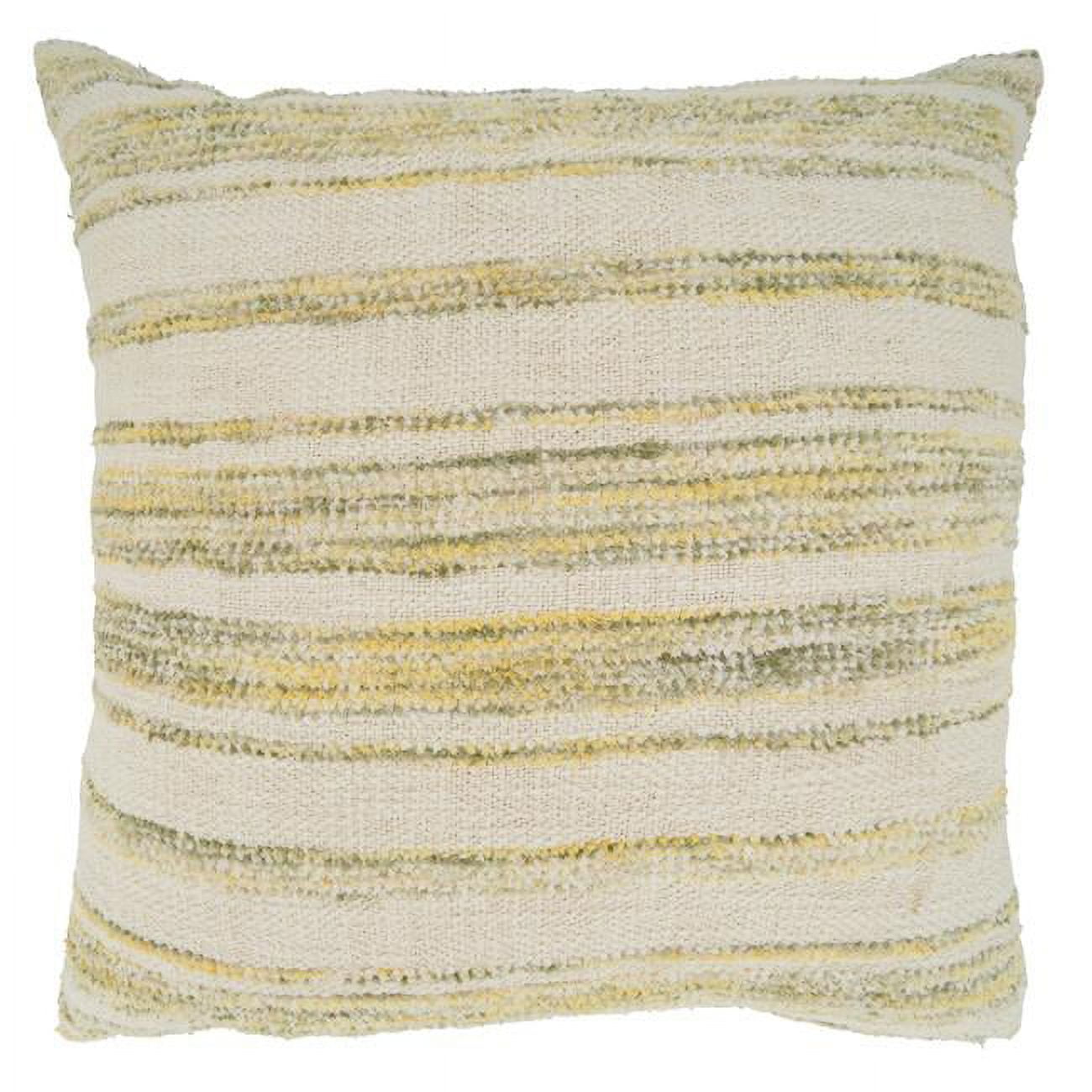 Premium Cotton Striped Woven Yellow Pillow Cover 19.5" x 16"