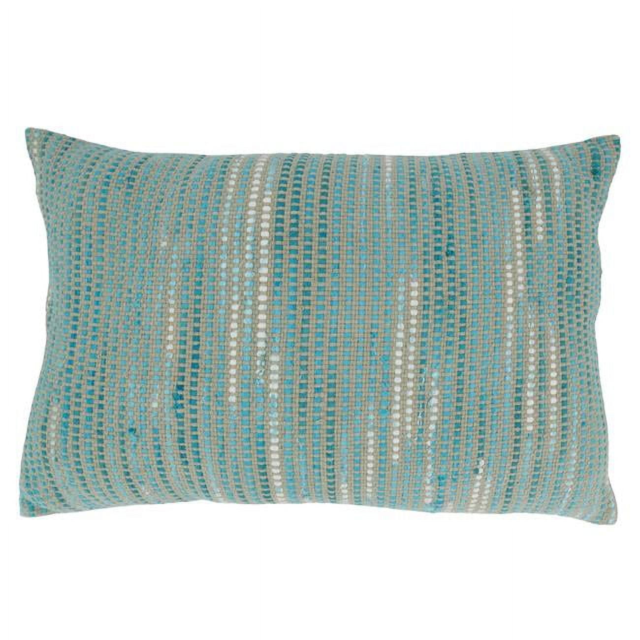 Blue and Beige Striped Cotton Woven Pillow Cover