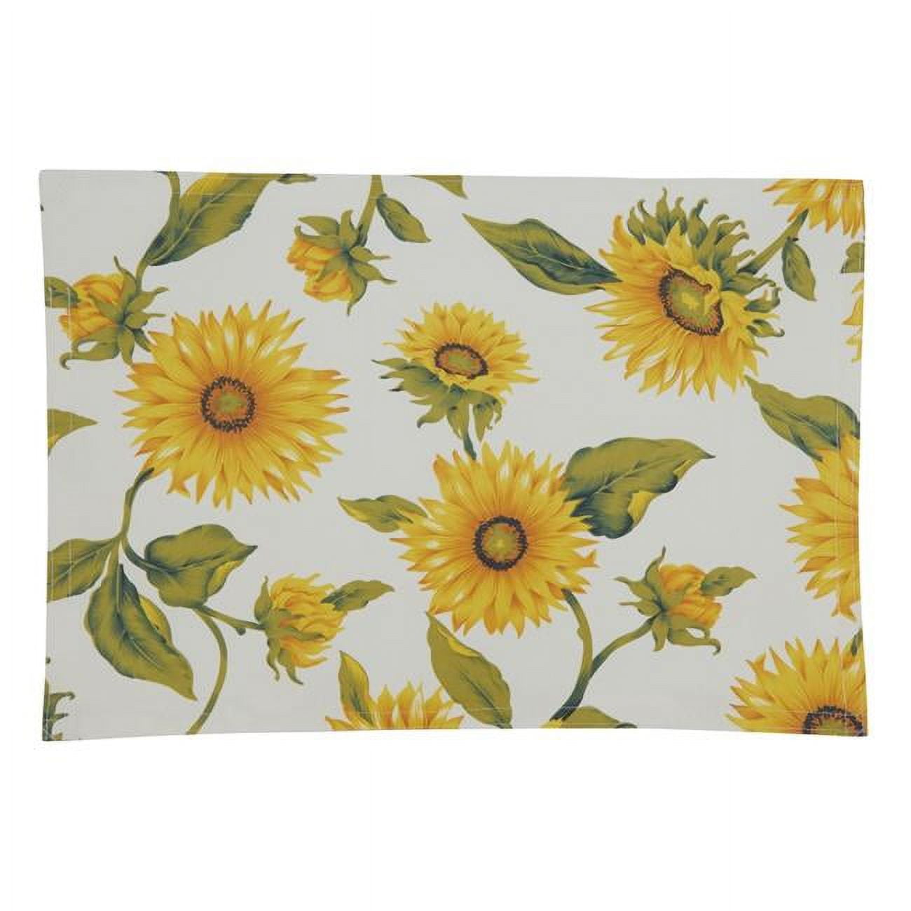 Yellow Sunflower Print Polyester Placemats, Set of 4