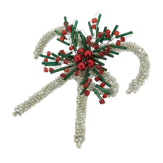 Saro Lifestyle Sweet Treats Beaded Candy Cane Napkin Ring (Set of 4)