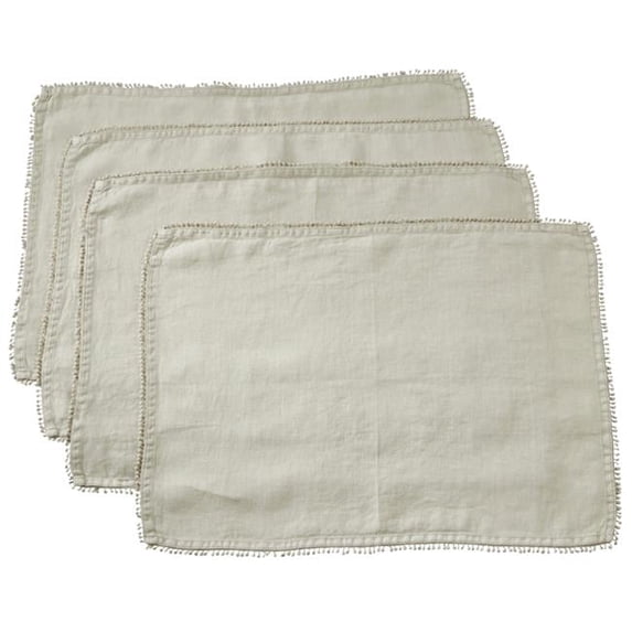 Saro Lifestyle Table Napkins With Pom Pom Design (Set of 4) - 20"x20" Blue Grey