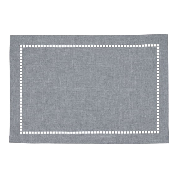 Saro Lifestyle Table Placemats With Laser-Cut Hemstitch Design (Set of 4) Grey