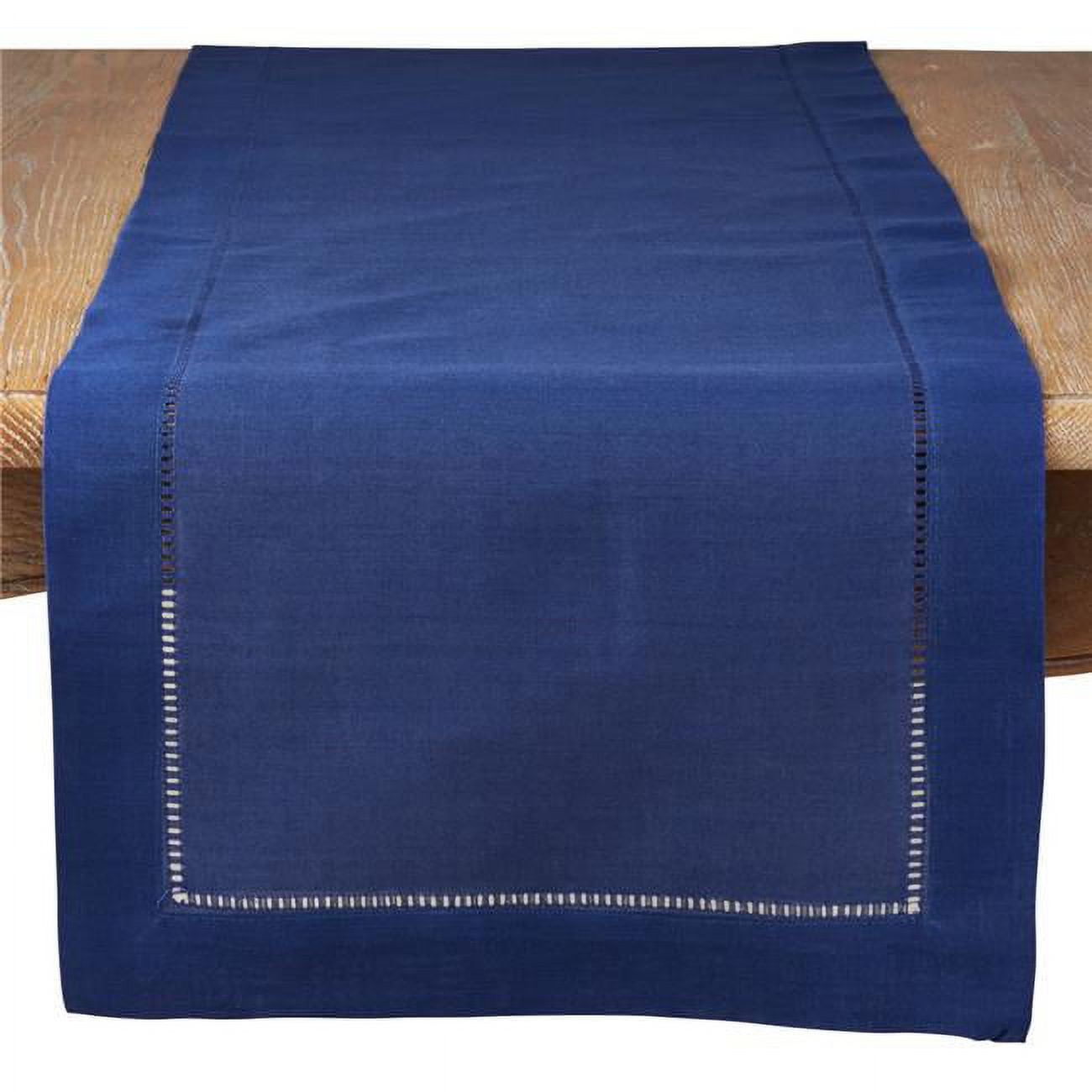 Navy Blue Hemstitch Border Polyester Table Runner