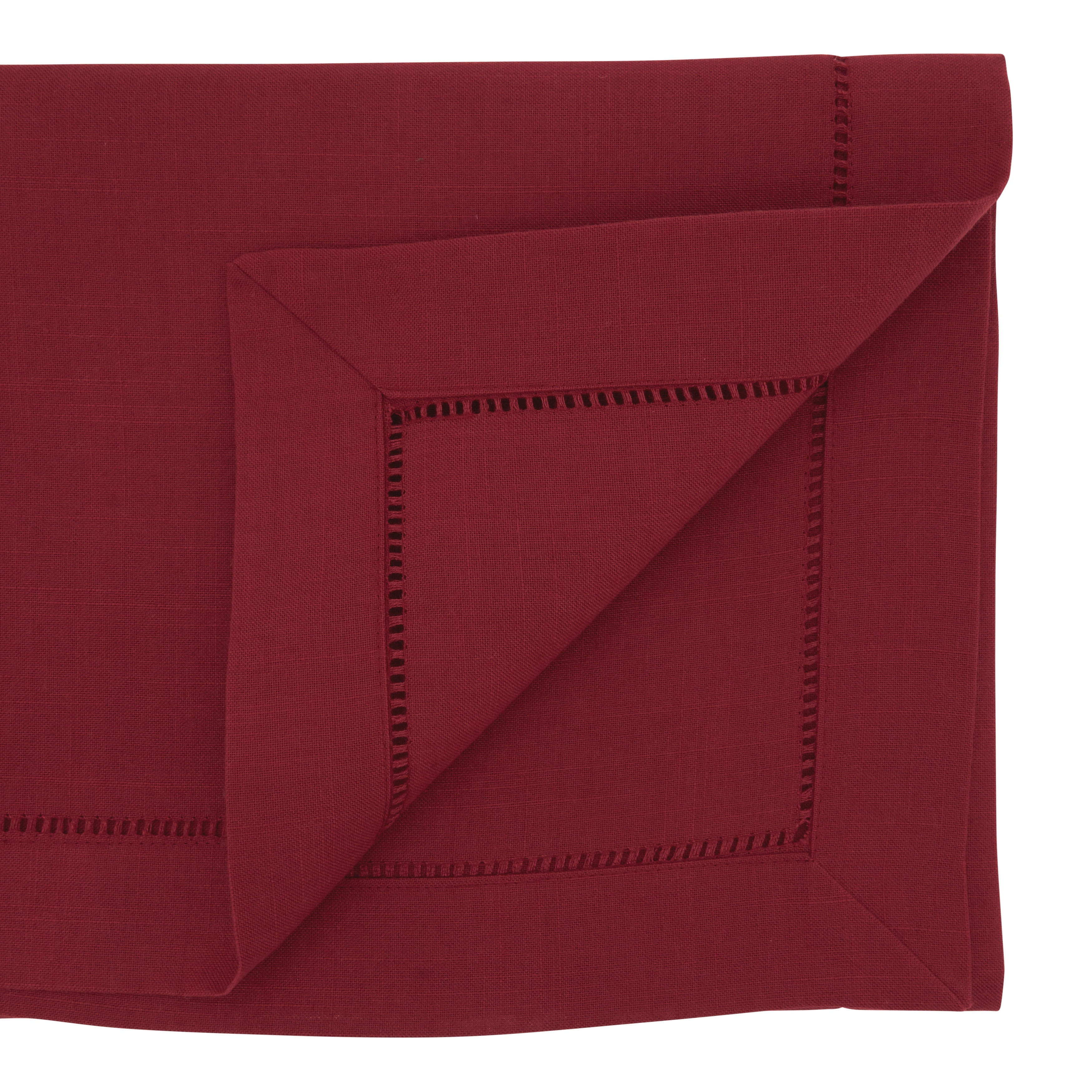 Crimson Polyester Hemstitch Border Table Runner