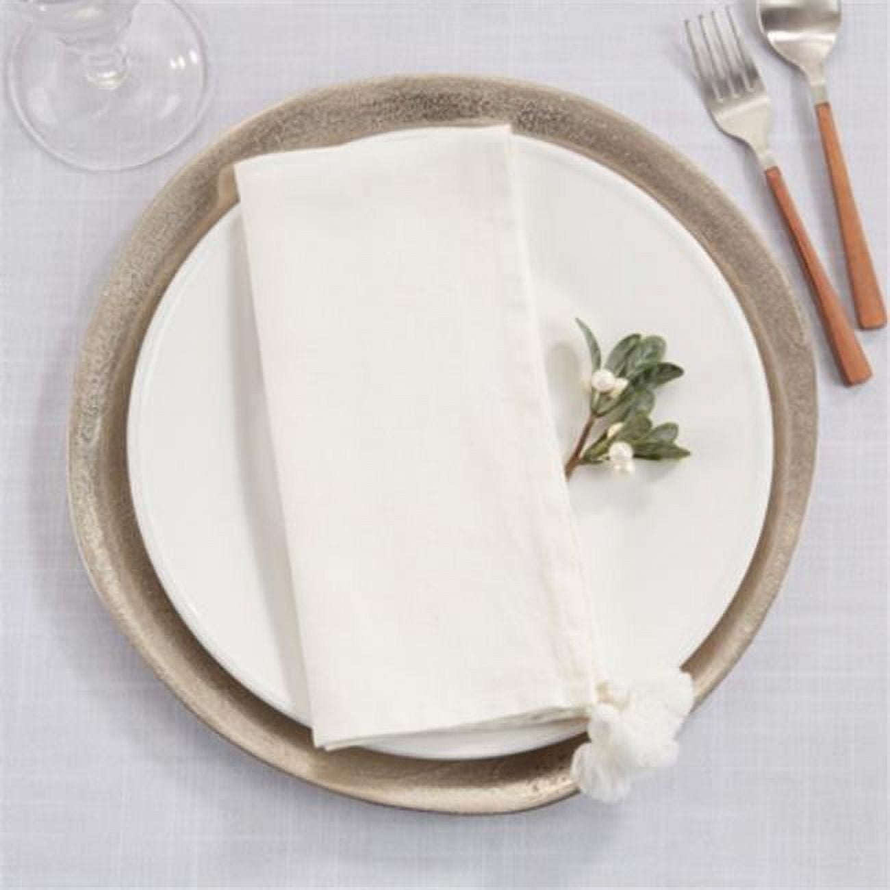 Ivory Linen Tassel Corner Table Napkins Set of 4
