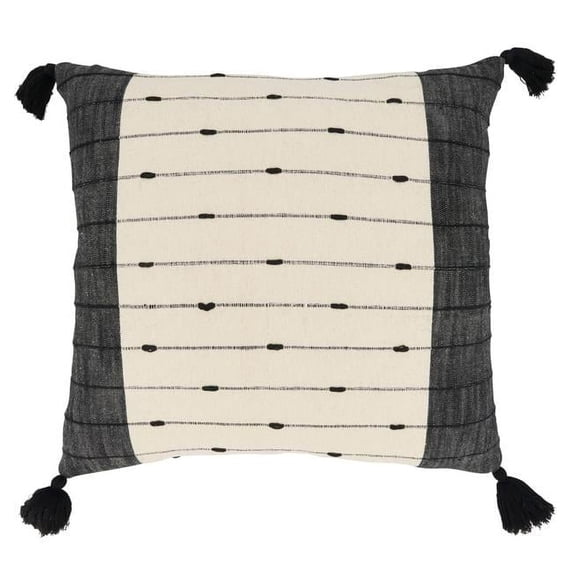 Saro Lifestyle Tassel Trim Stripe Down Filled Throw Pillow