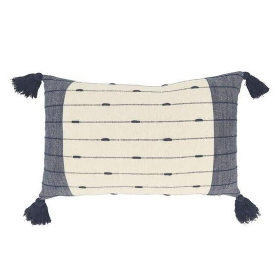 Saro Lifestyle Tassel Trim Stripe Down Filled Throw Pillow