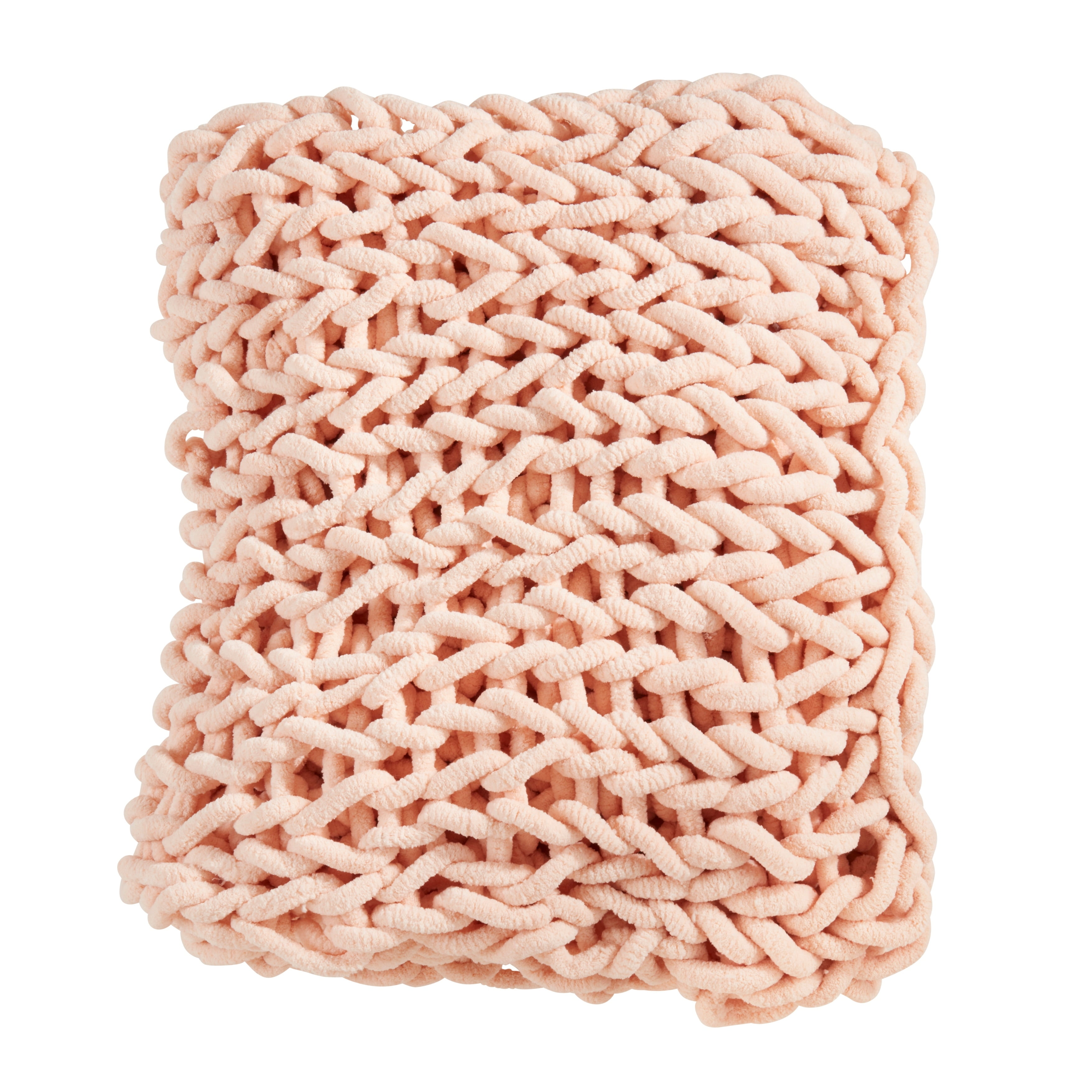 Pink Chunky Knit Cozy Throw Blanket, 50"x60"