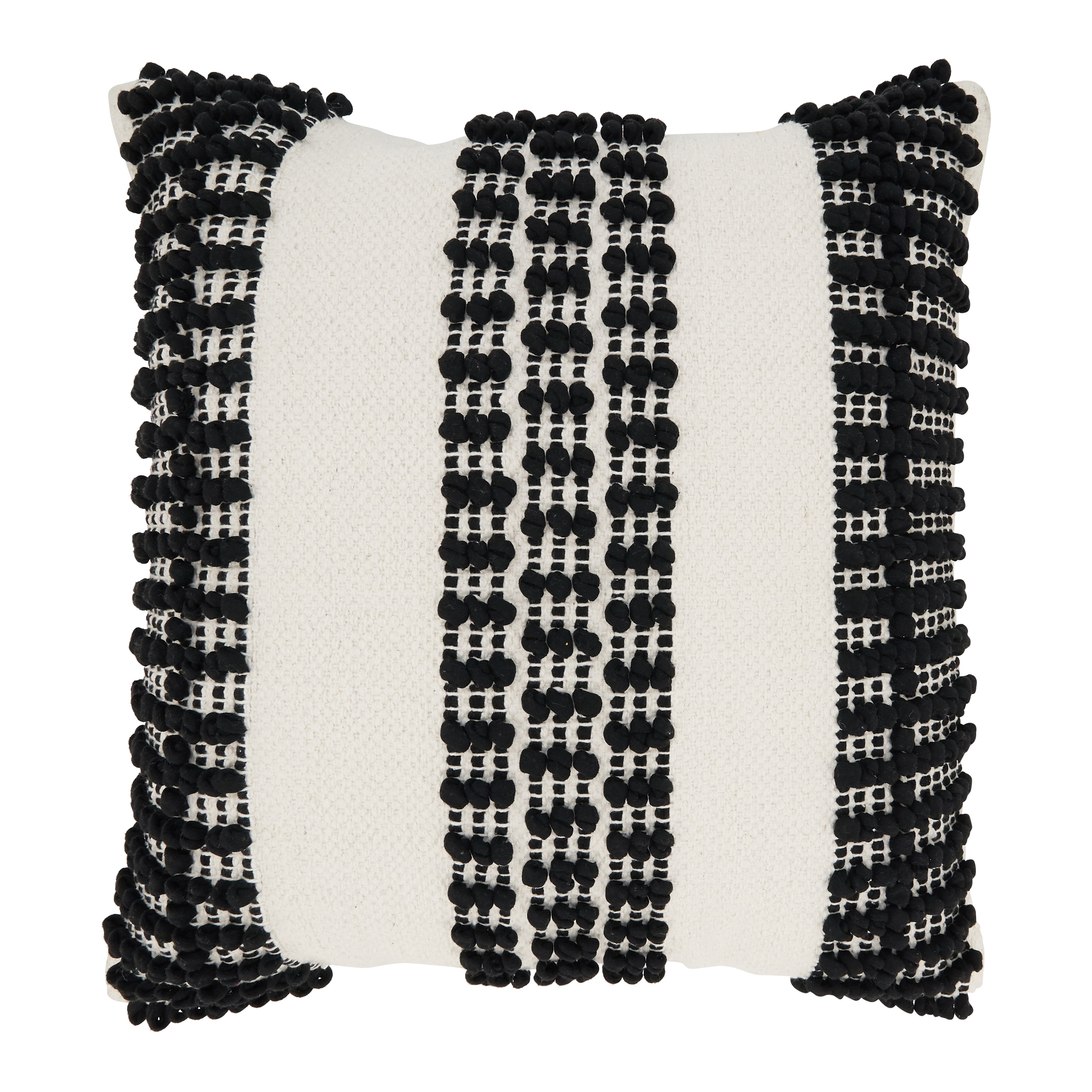 Black and White Textured Stripe Cotton Throw Pillow Cover