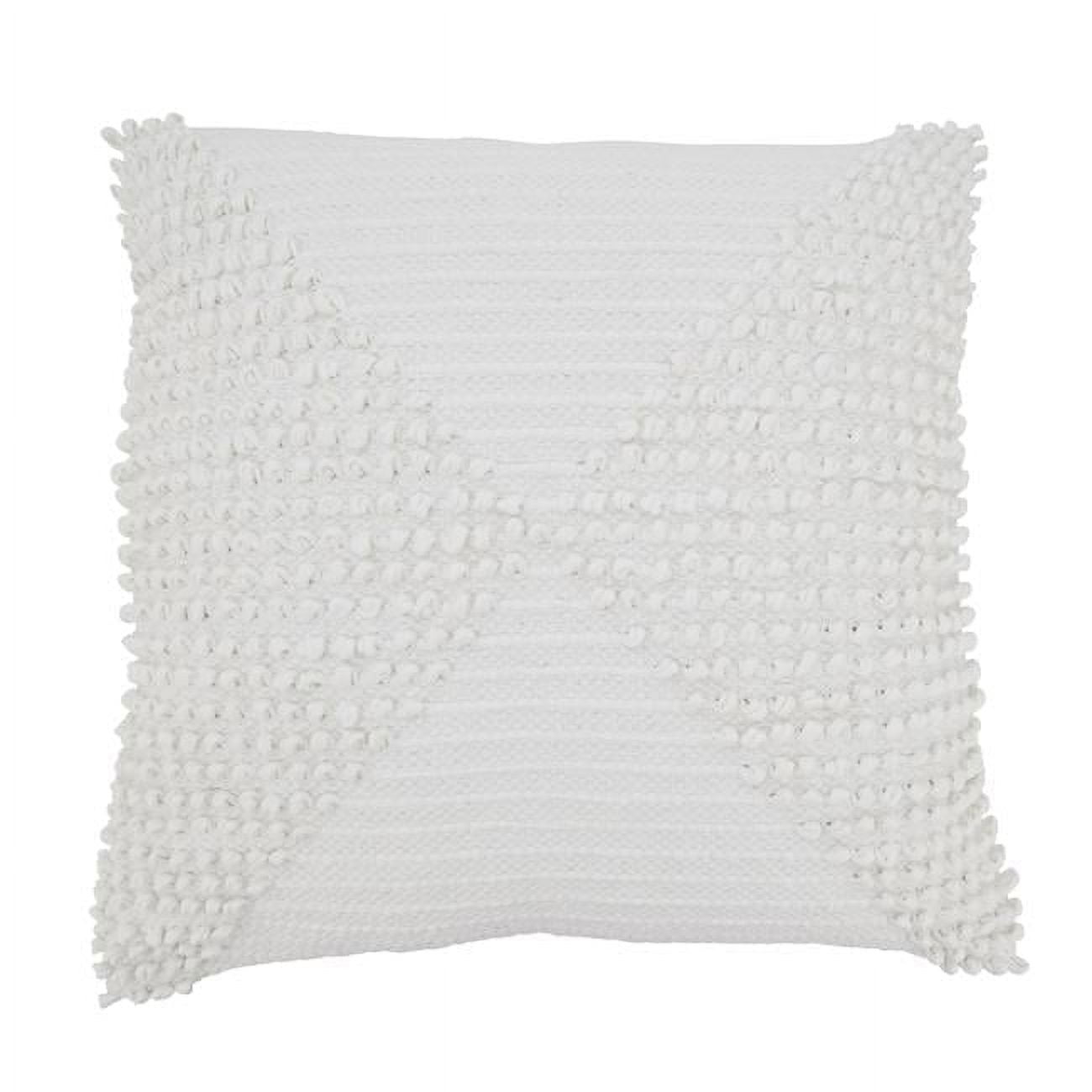 Ivory Textured Woven Diamond Cotton Throw Pillow Cover