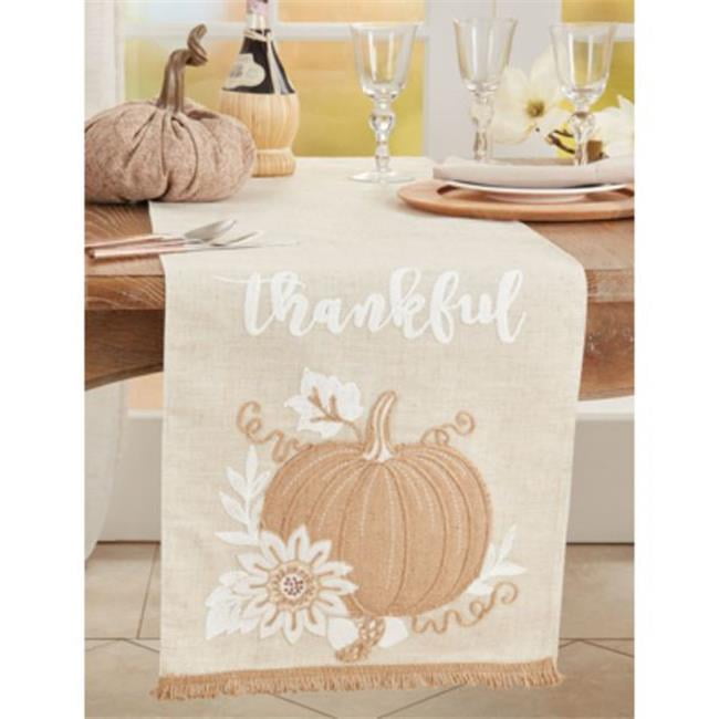 Saro Lifestyle Thankful Design Pumpkin Table Runner
