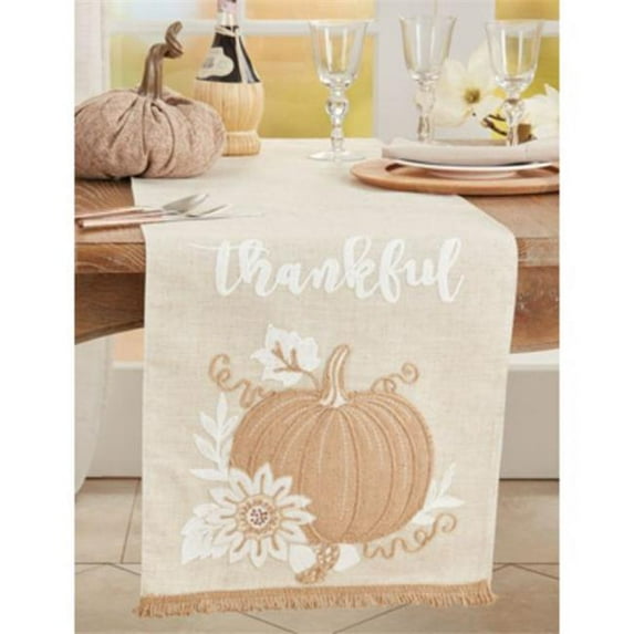 Saro Lifestyle Thankful Design Pumpkin Table Runner