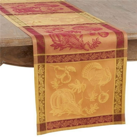 Saro Lifestyle Thanksgiving Holiday Design Jacquard Cotton Blend Table Runner