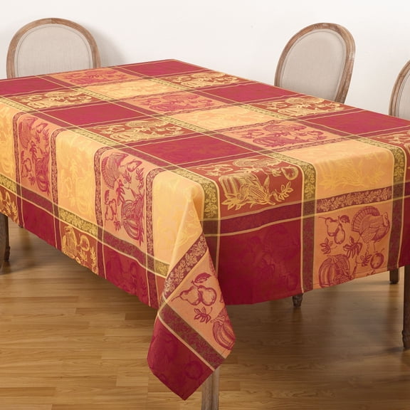 Saro Lifestyle Thanksgiving Holiday Design Jacquard Cotton Blend Tablecloth