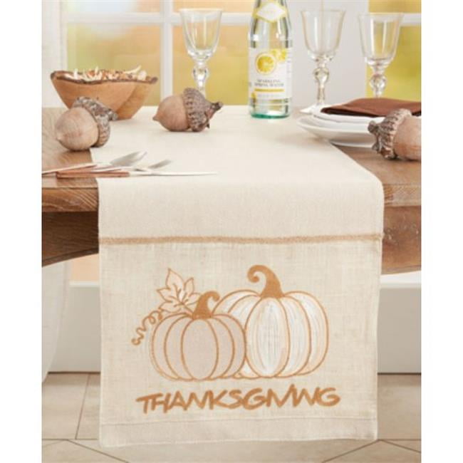 Beige Thanksgiving Pumpkins Cotton Polyester Table Runner