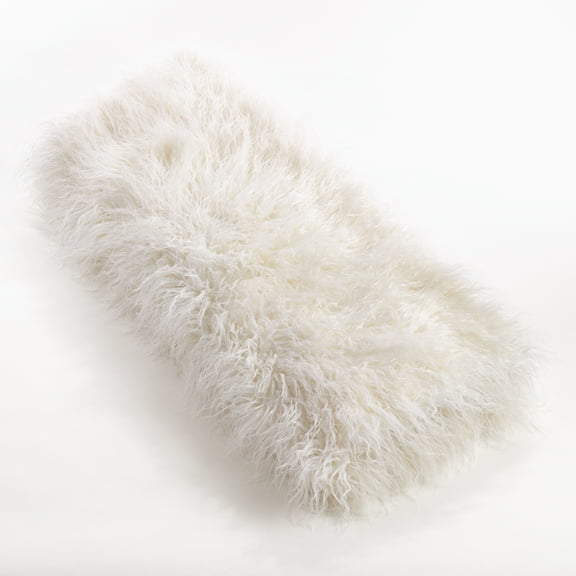 Saro Lifestyle Throw Blanket with Faux Mongolian Fur Design Ivory
