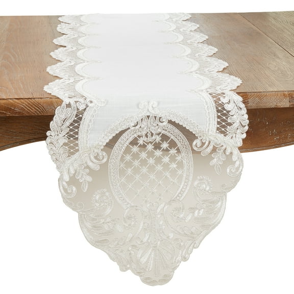 Saro Lifestyle Timeless Beauty Embroidered Lace Table Runner