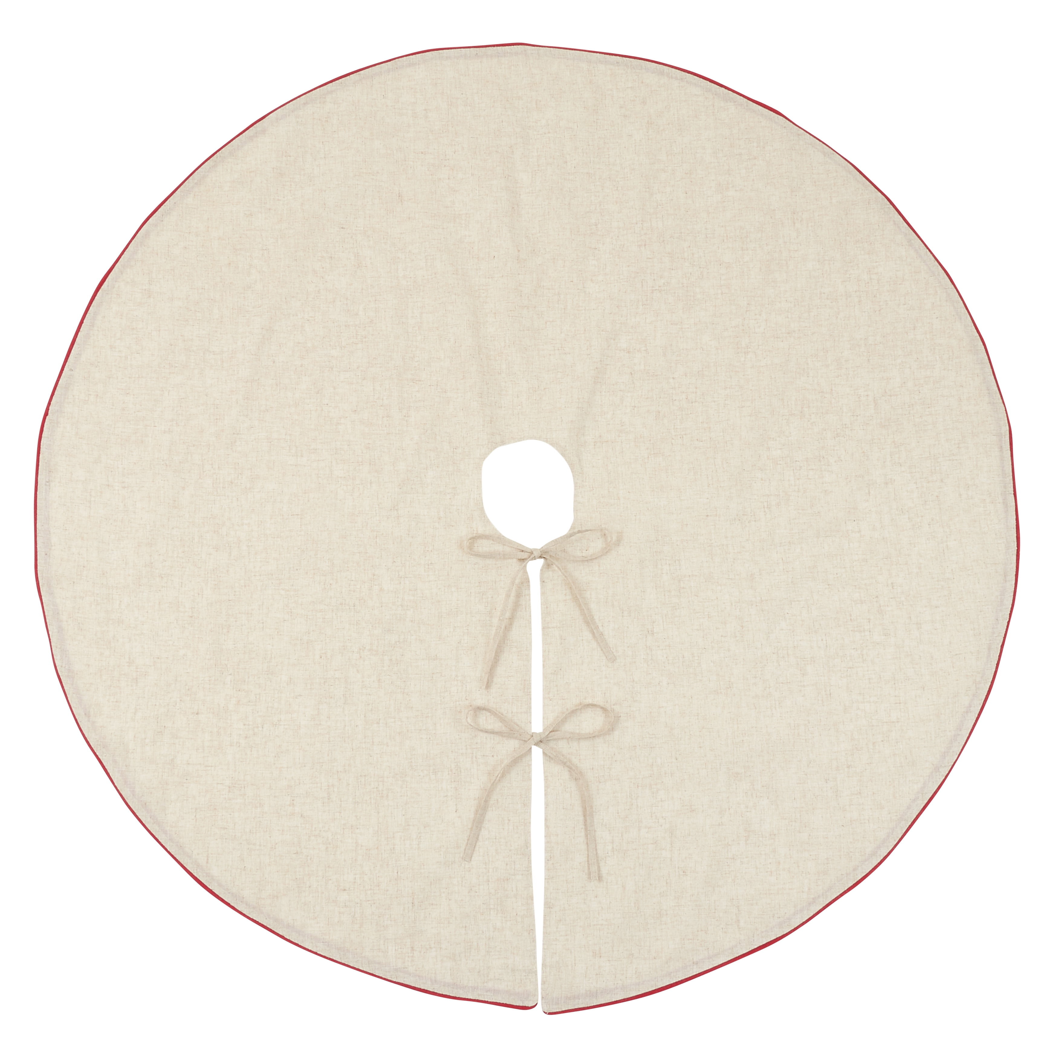 Toscana Beige and Red Linen Christmas Tree Skirt