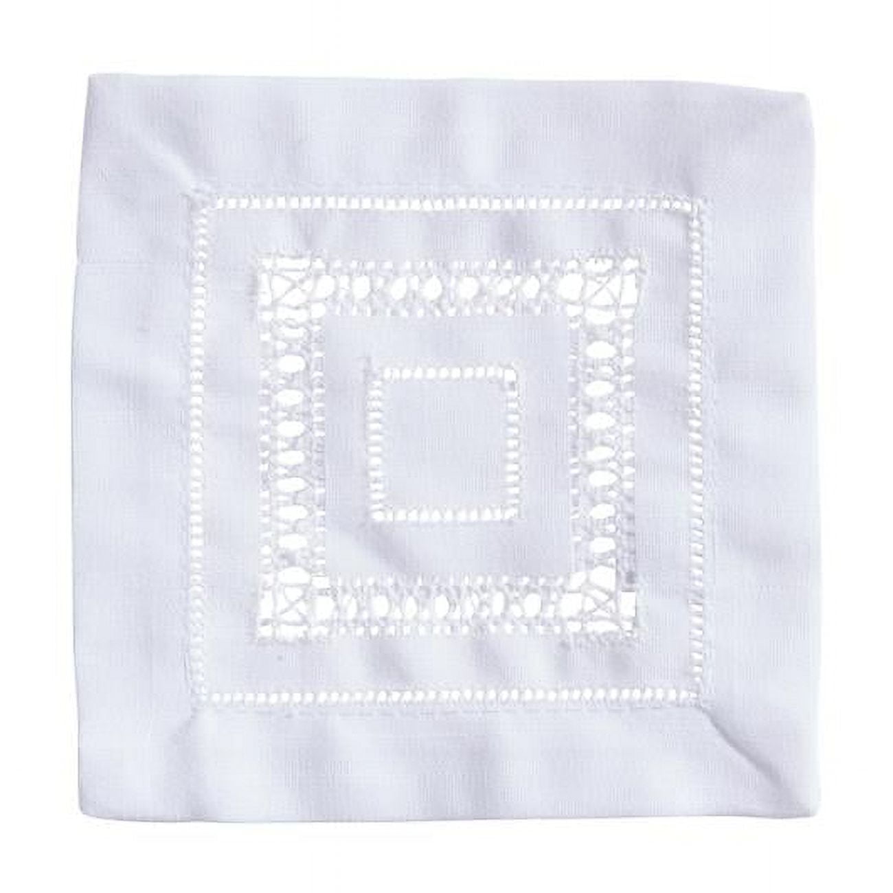 White Hemstitch 6" Cotton Cocktail Napkins Set of 12