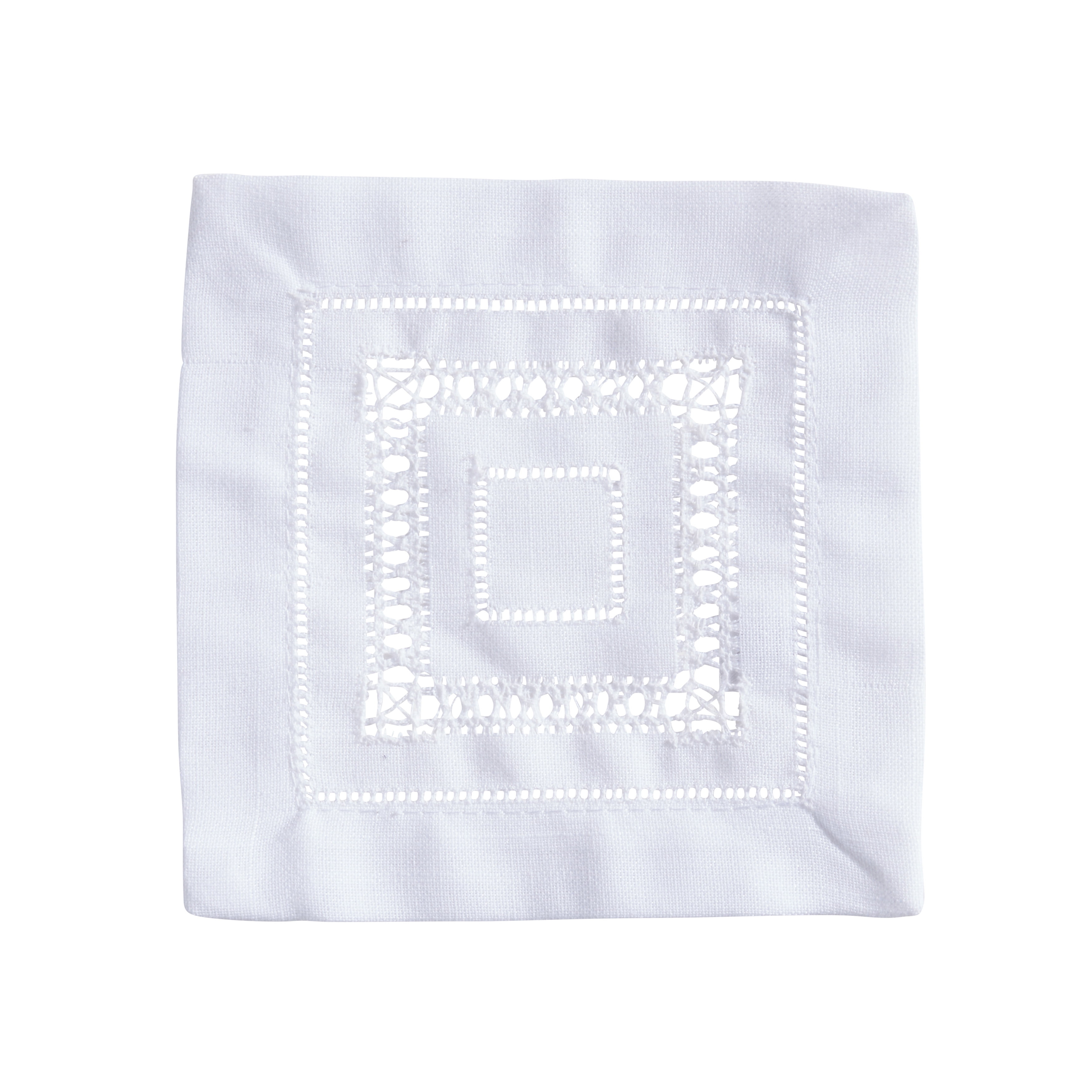 White Hemstitch 6" Cotton Cocktail Napkins Set of 12