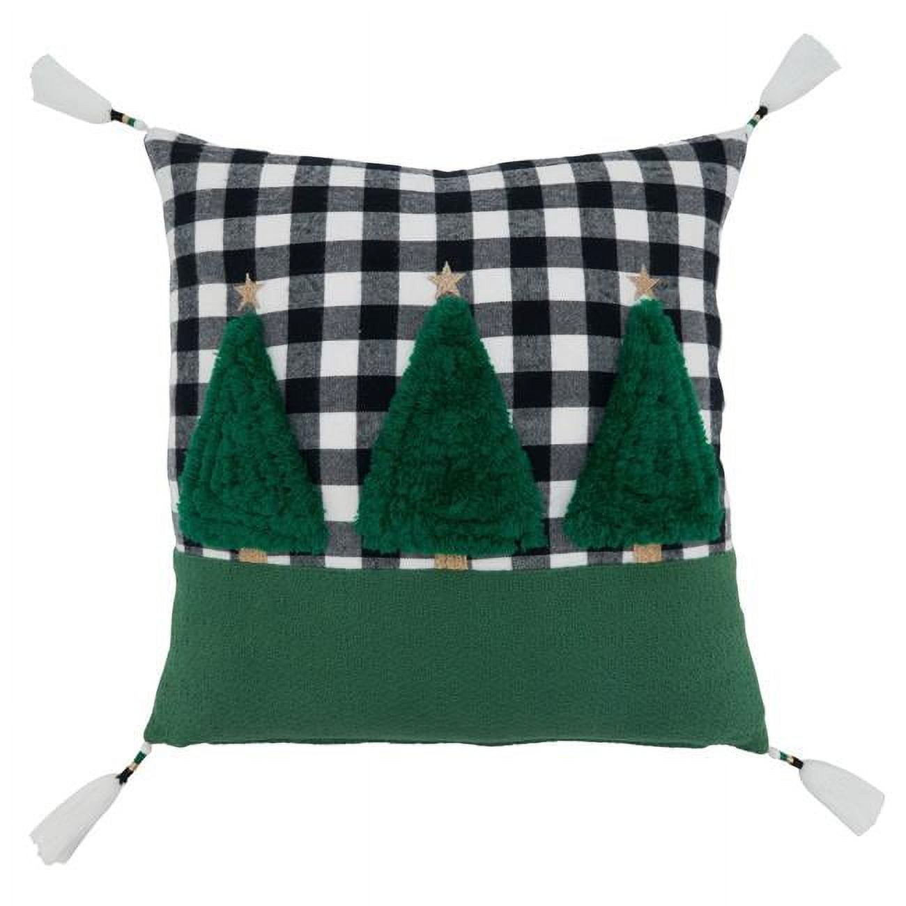 Green Buffalo Plaid Trees Cotton Euro Pillow Cover