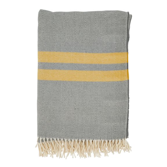 Saro Lifestyle Trendy Stripe and Herringbone Fringed Throw